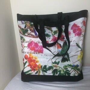 Floral Print Tote Bag with Black Trim NWOT